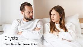  Presentation with upset - Beautiful presentation theme featuring lovely-upset-young-couple-laying backdrop and a sky blue colored foreground