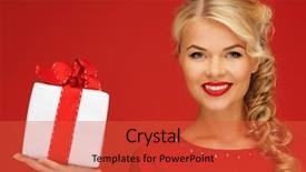  Presentation with red - Amazing theme having lovely woman in red dress backdrop and a red colored foreground
