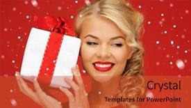  Presentation with what idea present by the picture - Theme featuring lovely woman in red dress background and a  colored foreground