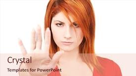  Presentation with bright - Beautiful PPT theme featuring lovely woman showing stop sign backdrop and a lemonade colored foreground