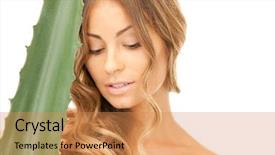  Presentation with aloe vera - Amazing PPT layouts having lovely woman with aloe backdrop and a gold colored foreground
