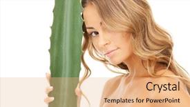  Presentation with aloe vera - PPT layouts consisting of lovely woman with aloe background and a coral colored foreground