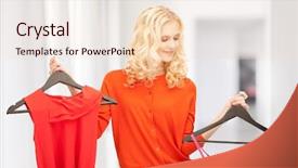  Presentation with clothes - PPT theme consisting of lovely woman with clothes background and a lemonade colored foreground