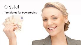  Presentation with cash - Slide deck consisting of lovely woman with euro cash background and a white colored foreground