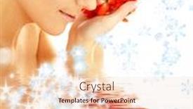  Presentation with snowflakes - PPT theme consisting of lovely woman with red flower petals and snowflakes in water background and a lemonade colored foreground