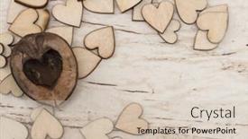  Presentation with hearts - Slide deck enhanced with lovely wooden hearts with place for the text background and a soft green colored foreground