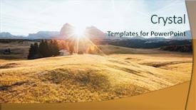  Presentation with pasture - Audience pleasing slide deck consisting of lovely yellow pasture in sunlight backdrop and a sky blue colored foreground