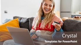  Presentation with computer room - Slide deck consisting of lovely-young-attractive-woman-relaxing background and a tawny brown colored foreground