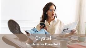  Presentation with relaxing - Theme enhanced with lovely-young-brunette-woman-relaxing background and a coral colored foreground