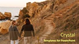  Presentation with beach rocks - Slides enhanced with lovely-young-couple-wearing-casual background and a tawny brown colored foreground