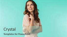  Presentation with girl in red dress - PPT layouts enhanced with lovely young girl in dress background and a arctic colored foreground