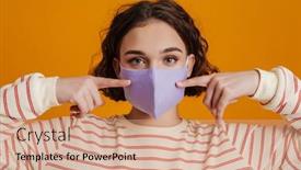  Presentation with yellow medical - Beautiful slide set featuring lovely-young-girl-in-protective backdrop and a coral colored foreground