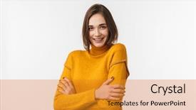  Presentation with fake braces - Presentation design consisting of lovely young girl wearing braces background and a gold colored foreground