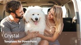  Presentation with young happy couple - Audience pleasing PPT theme consisting of lovely-young-happy-couple-sitting backdrop and a coral colored foreground