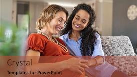  Presentation with fertilization - Cool new presentation design with lovely-young-lesbian-couple-planning backdrop and a red colored foreground