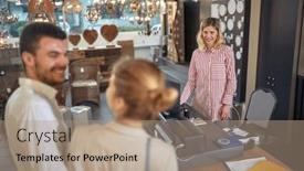  Presentation with married couple - Slides with lovely-young-sales-person-woman background and a coral colored foreground