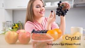  Presentation with love between man and woman - Cool new presentation theme with lovely young woman with a grapes keeping to a healthy vegetable eating backdrop and a yellow colored foreground