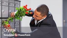  Presentation with lover - PPT theme having lover boy puts roses background and a dark gray colored foreground