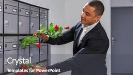  Presentation with lover - Presentation theme consisting of lover boy puts roses background and a dark gray colored foreground