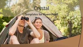  Presentation with lovers - Colorful PPT layouts enhanced with lovers camping in the park backdrop and a coral colored foreground