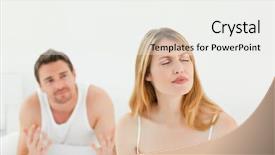 Presentation with dispute - Theme enhanced with lovers during a dispute at home background and a white colored foreground
