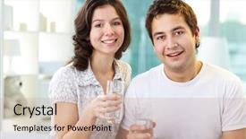  Presentation with lovers - Amazing PPT layouts having lovers holding glasses of water backdrop and a coral colored foreground