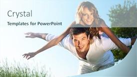  Presentation with lovers - Amazing slide deck having lovers in sky backdrop and a sky blue colored foreground