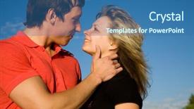  Presentation with lovers - Presentation having lovers kissing background on blue background and a  colored foreground