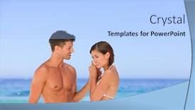  Presentation with lovers - Presentation having lovers listening to their shell background and a light blue colored foreground