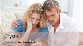  Presentation with lovers - Presentation enhanced with lovers looking at a pregnancy test at home background and a coral colored foreground