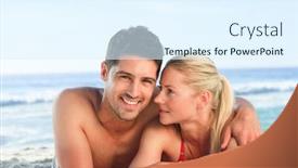  Presentation with lovers - Colorful PPT layouts enhanced with lovers lying down on the beach backdrop and a sky blue colored foreground