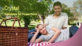  Presentation with lovers - Cool new PPT theme with lovers picnicking in the park backdrop and a tawny brown colored foreground