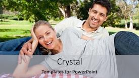  Presentation with lovers - Cool new presentation design with lovers picnicking in the park backdrop and a light gray colored foreground