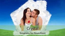  Presentation with blue rose - Slides with lovers sitting on bed with a rose against green field under blue sky background and a seafoam green colored foreground