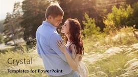  Presentation with lovers - Beautiful slides featuring lovers walking in a field at sunset backdrop and a coral colored foreground