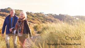  Presentation with sand dunes - Slide deck enhanced with loving-active-senior-couple-holding background and a yellow colored foreground