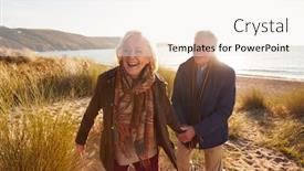  Presentation with active seniors senior couple - Beautiful slide deck featuring loving-active-senior-couple-holding backdrop and a white colored foreground