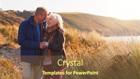  Presentation with sand dunes - Amazing slide deck having loving-active-senior-couple-hugging backdrop and a tawny brown colored foreground