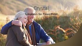  Presentation with senior couple - Slides having loving-active-senior-couple-walking background and a coral colored foreground