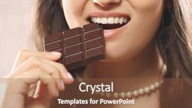  Presentation with taste - Theme enhanced with loving chocolate woman bites bar to enjoy the taste close up background and a tawny brown colored foreground