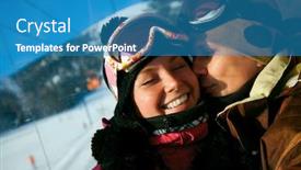  Presentation with lift - Presentation design with loving-couple-at-a-ski background and a teal colored foreground