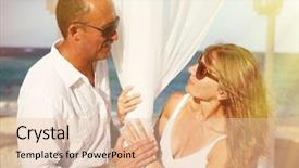  Presentation with beach wedding - PPT layouts with loving couple in belvedere on the beach wedding background and a lemonade colored foreground