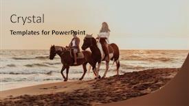  Presentation with horse riding - Presentation theme consisting of loving-couple-in-summer-clothes background and a soft green colored foreground
