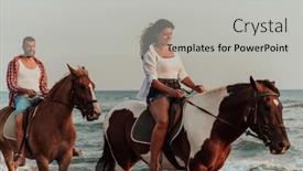  Presentation with horse riding - PPT layouts featuring loving-couple-in-summer-clothes background and a  colored foreground