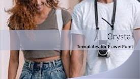  Presentation with tourists - Slides featuring loving-couple-of-tourists-look background and a light blue colored foreground