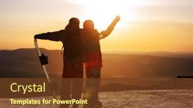  Presentation with snowboard - Audience pleasing presentation theme consisting of loving-couple-of-young-people backdrop and a tawny brown colored foreground