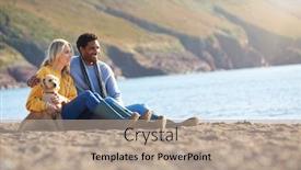  Presentation with walk - Slides enhanced with loving-couple-sitting-on-sand background and a coral colored foreground