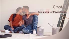  Presentation with decorate - Amazing slide set having loving-couple-taking-a-break backdrop and a lemonade colored foreground