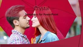  Presentation with under umbrella - PPT layouts consisting of loving couple under an umbrella in autumn park background and a crimson colored foreground