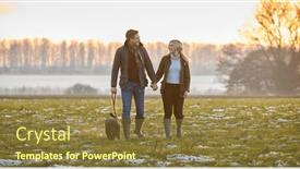  Presentation with pet - Presentation theme featuring loving-couple-with-pet-spaniel background and a tawny brown colored foreground